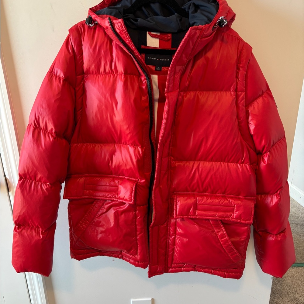 Tommy Hilfiger 2 in 1 Red Puffer Jacket/Vest with Hood